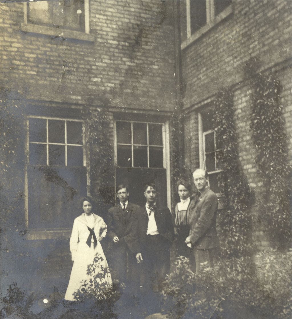 Miniature of Five Hull-House residents in the courtyard