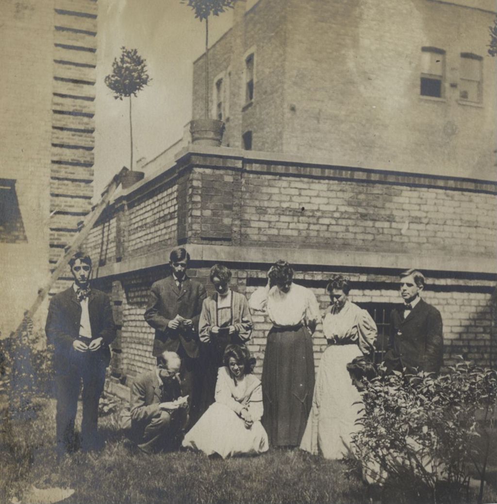 Miniature of Eight Hull-House residents in the courtyard