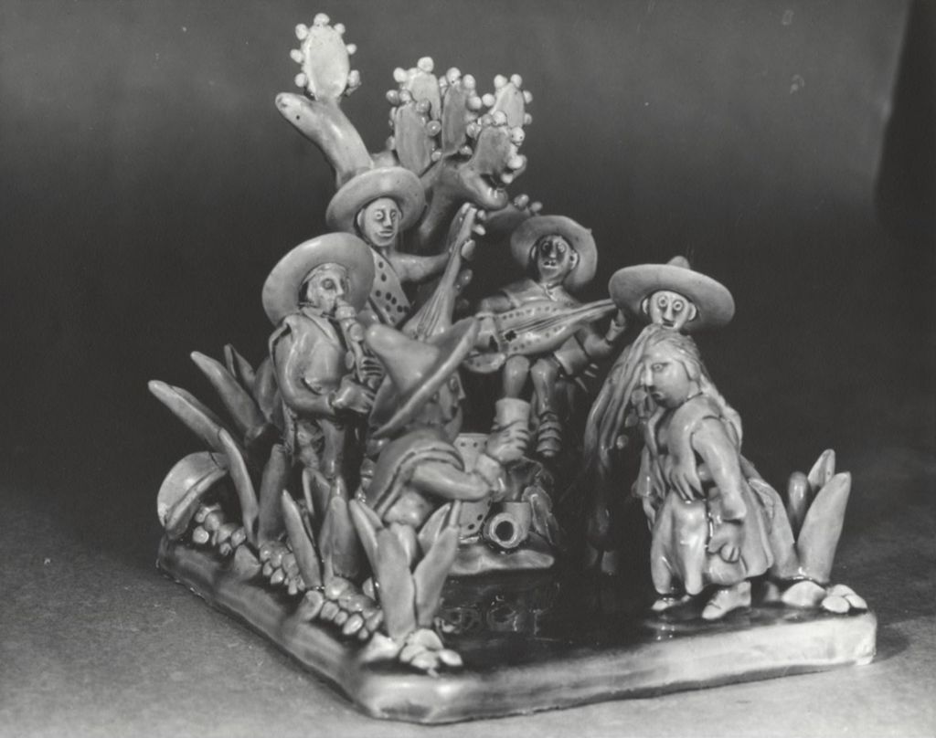 Ceramic sculpture of a Mexican band by Miguel Juárez