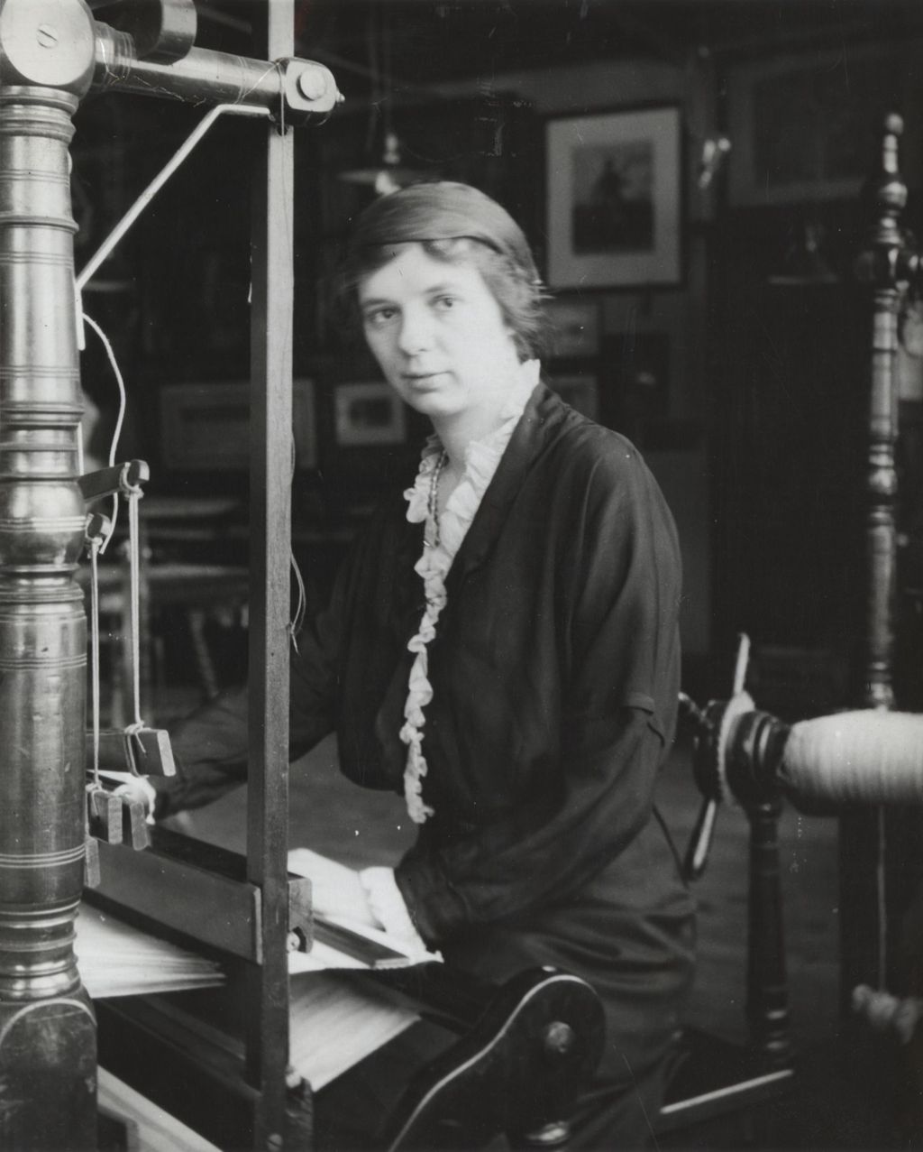 Miniature of Florence Murphy sitting at a loom