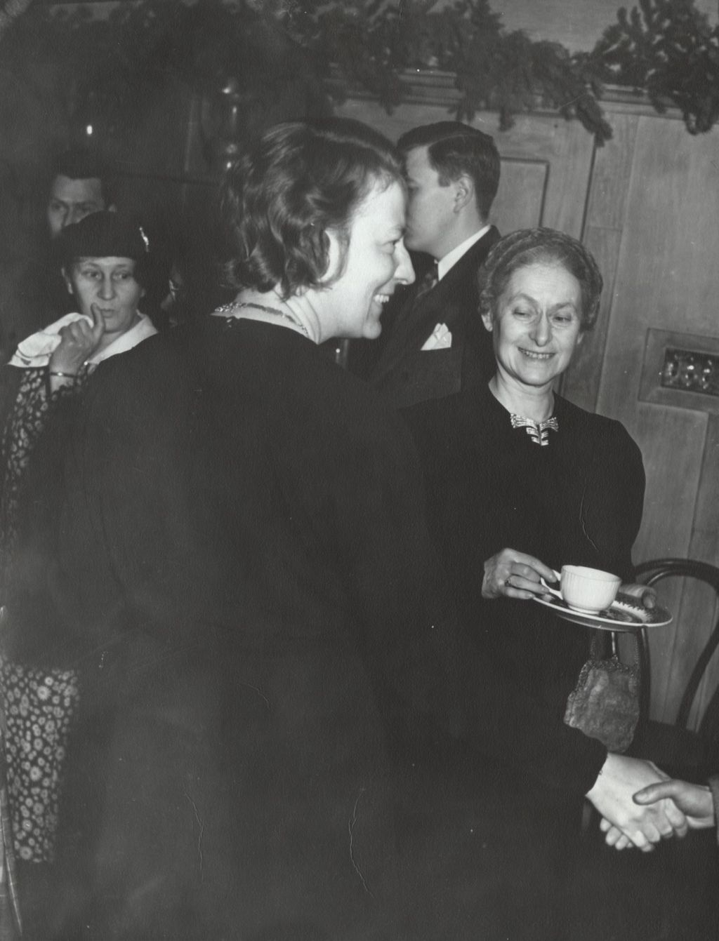 Miniature of Edith (Mrs. Alfred) Kohn and Elizabeth Wilson at an event in the Hull-House Residents' Dining Hall