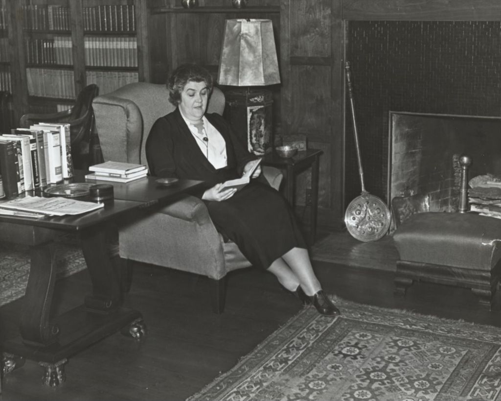 Miniature of Hull-House director Charlotte Carr in her apartment