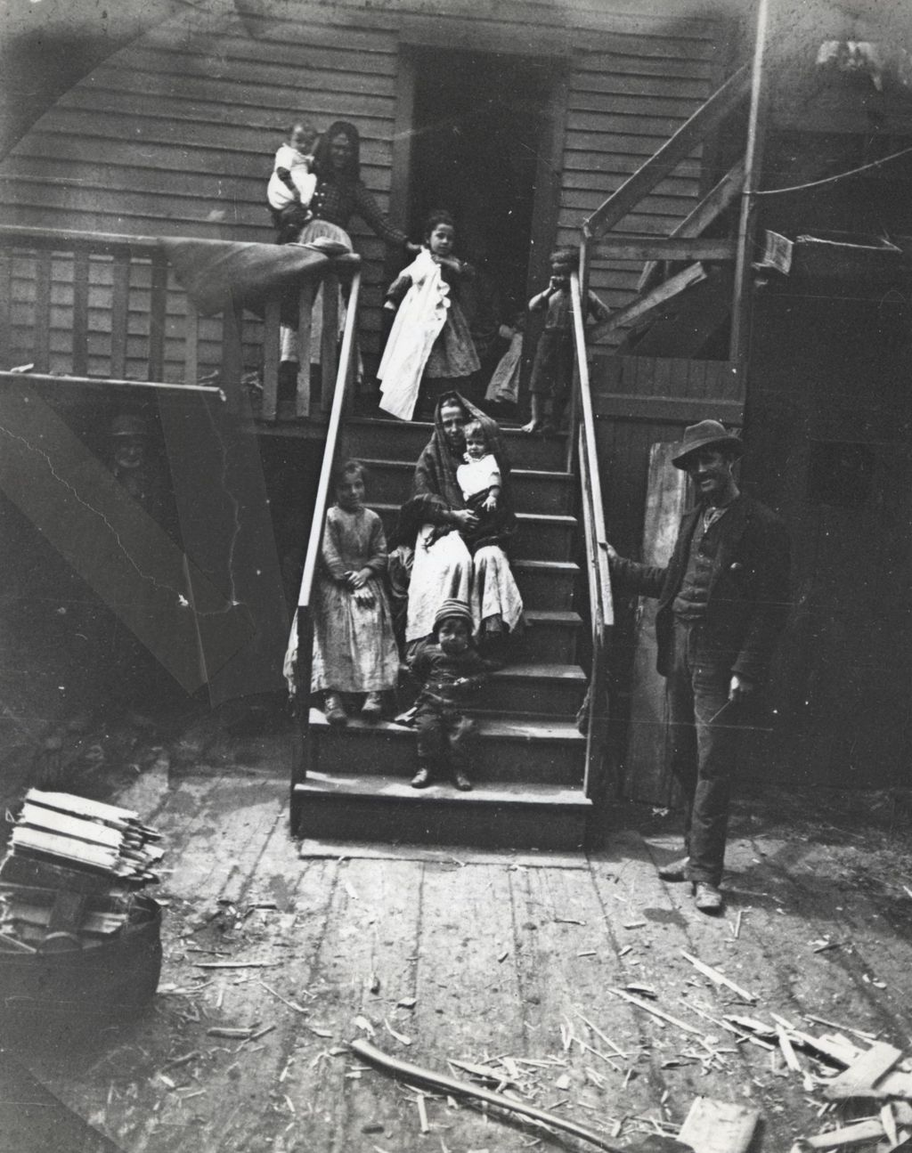 Miniature of Residents of a neighborhood near Hull-House on a back staircase
