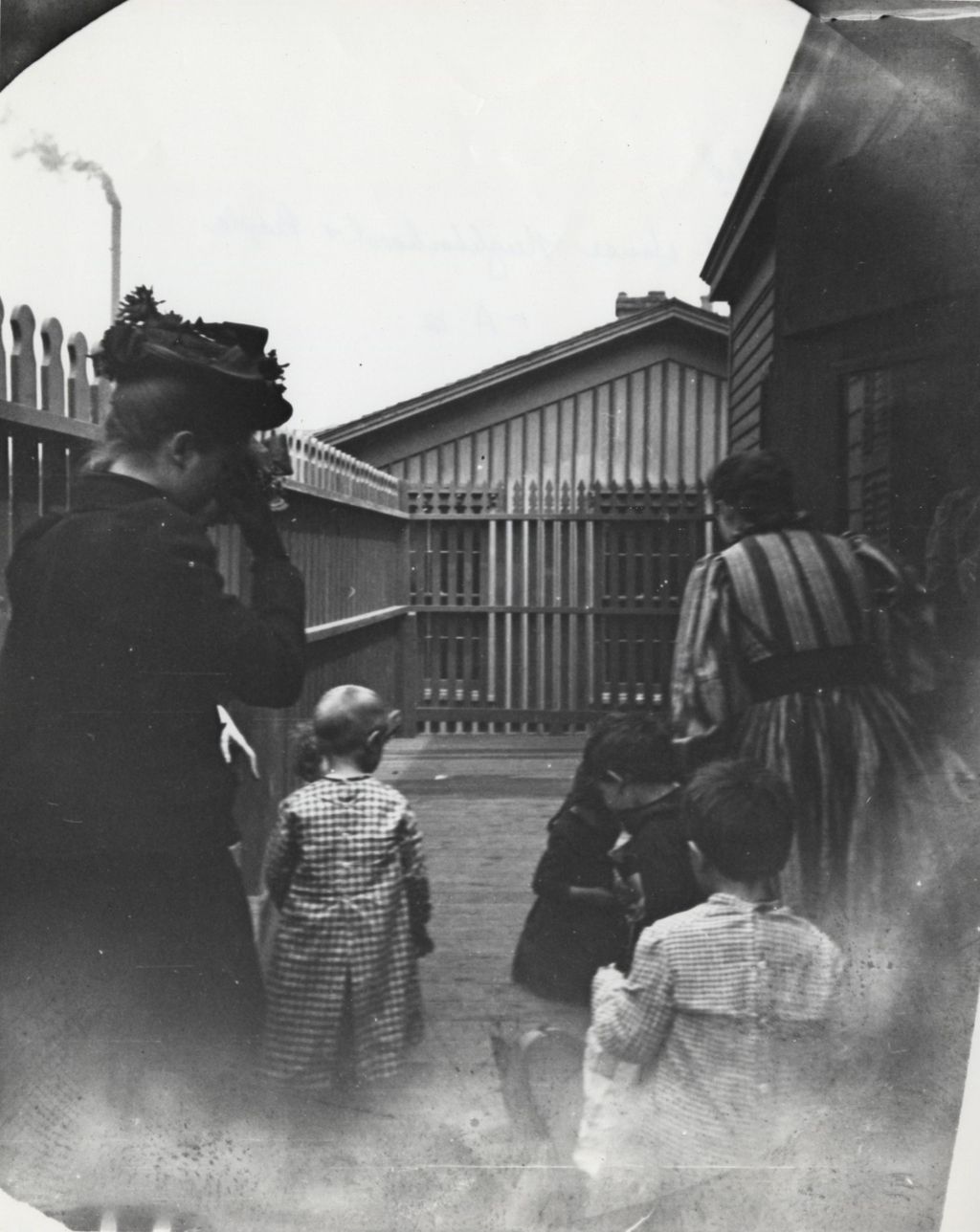 Miniature of Women and children on a wooden deck in neighborhood near Hull-House