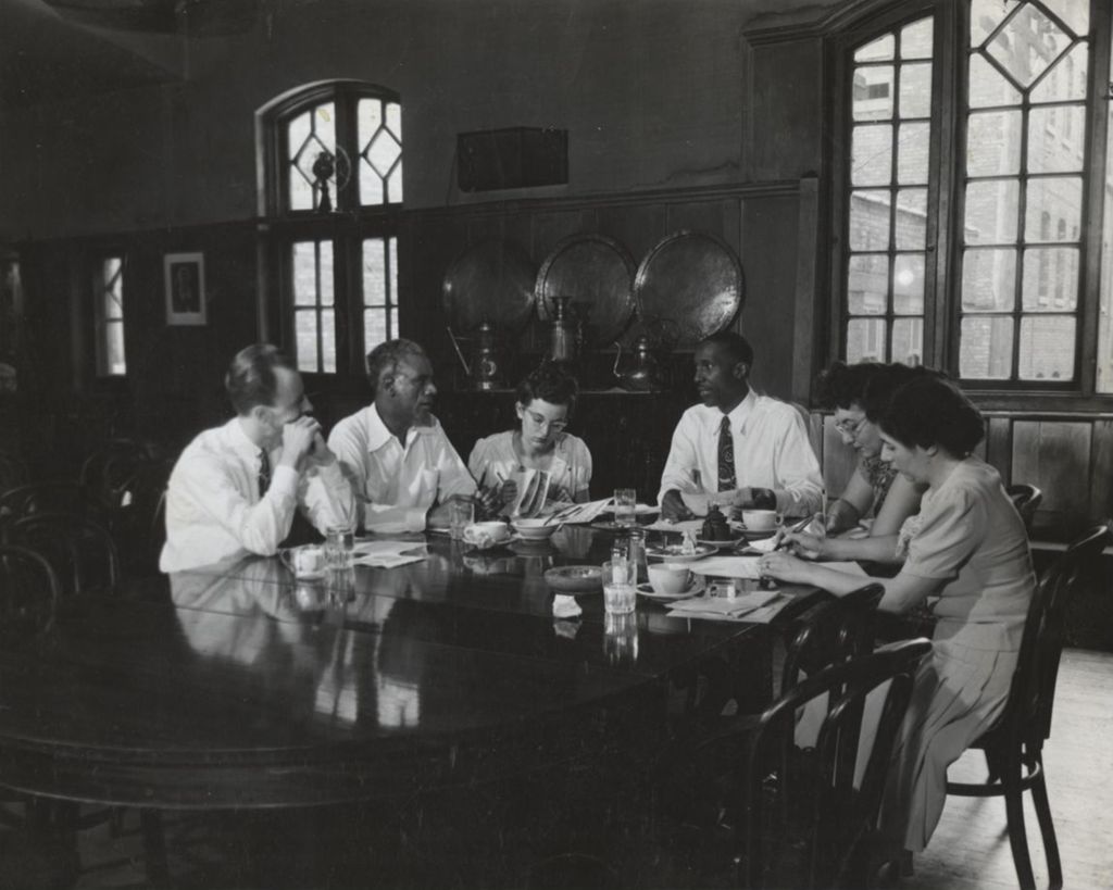 Miniature of Near West Side Community Council committee meeting in the Hull-House Residents' Dining Hall