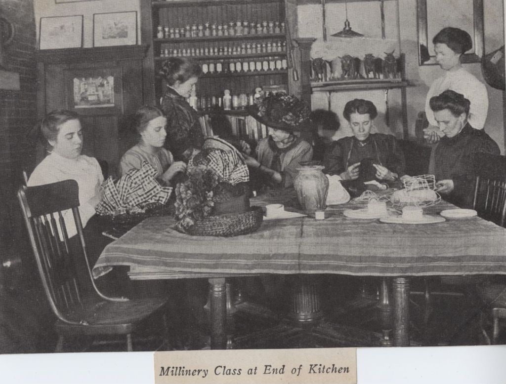 Miniature of Women making hats in Hull-House millinery class