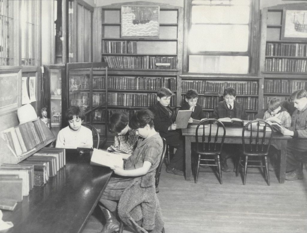 Children reading in the Children's Reading Room at Hull-House