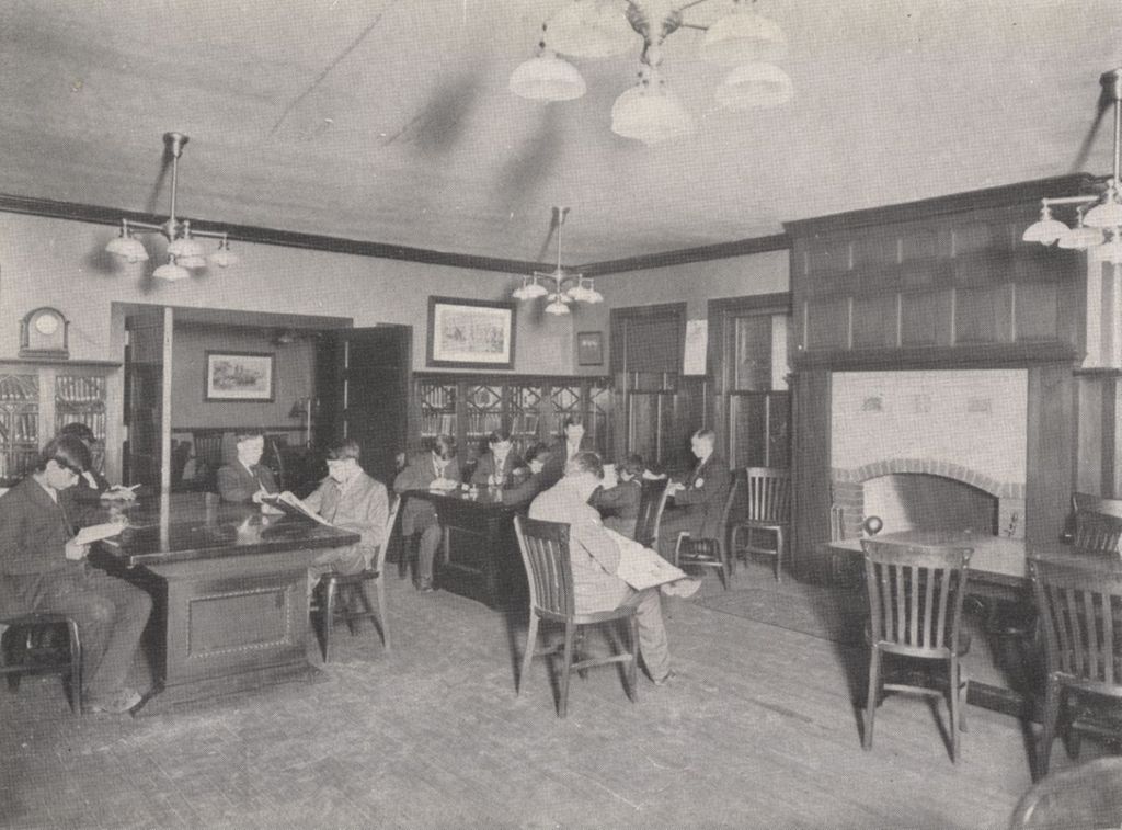Miniature of Boys reading in the Boys' Club library