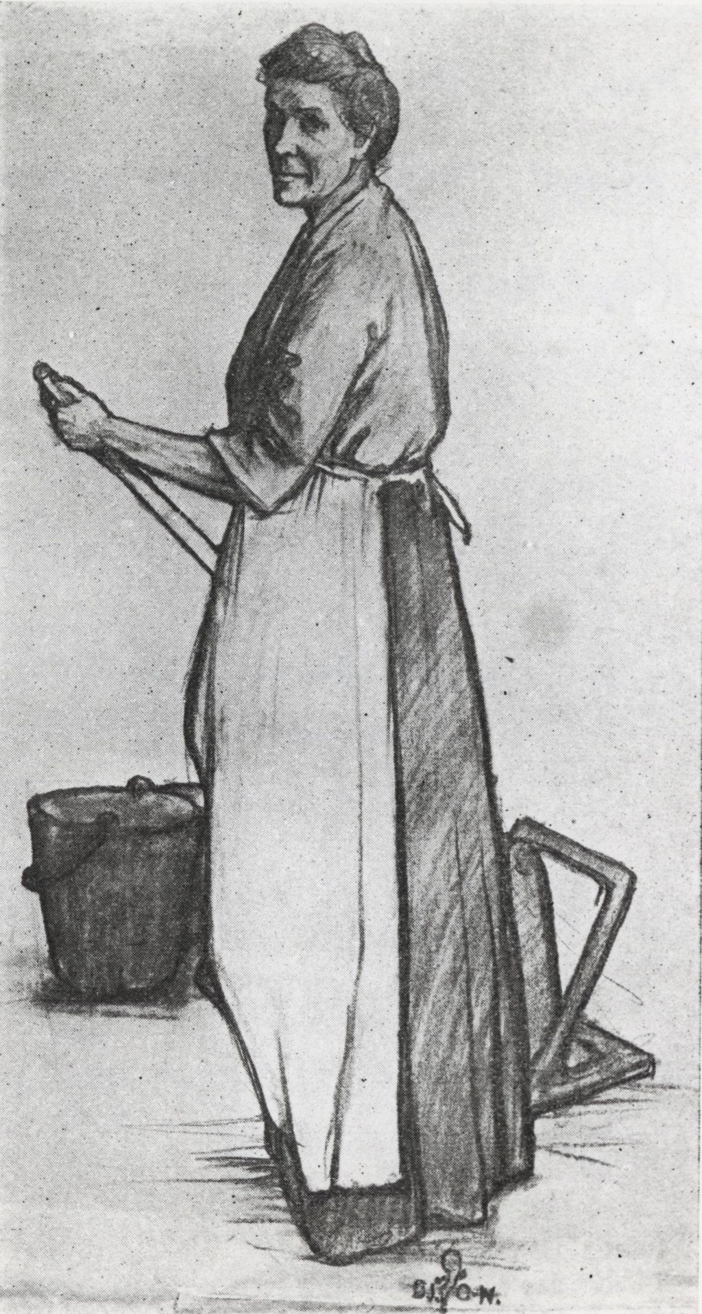 Miniature of "Mrs. Sweeney, the scrub woman" drawing