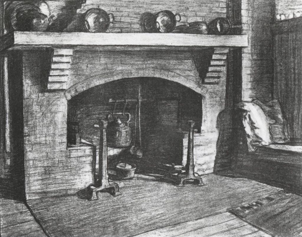 Drawing of cooking room in Hull-House Labor Museum