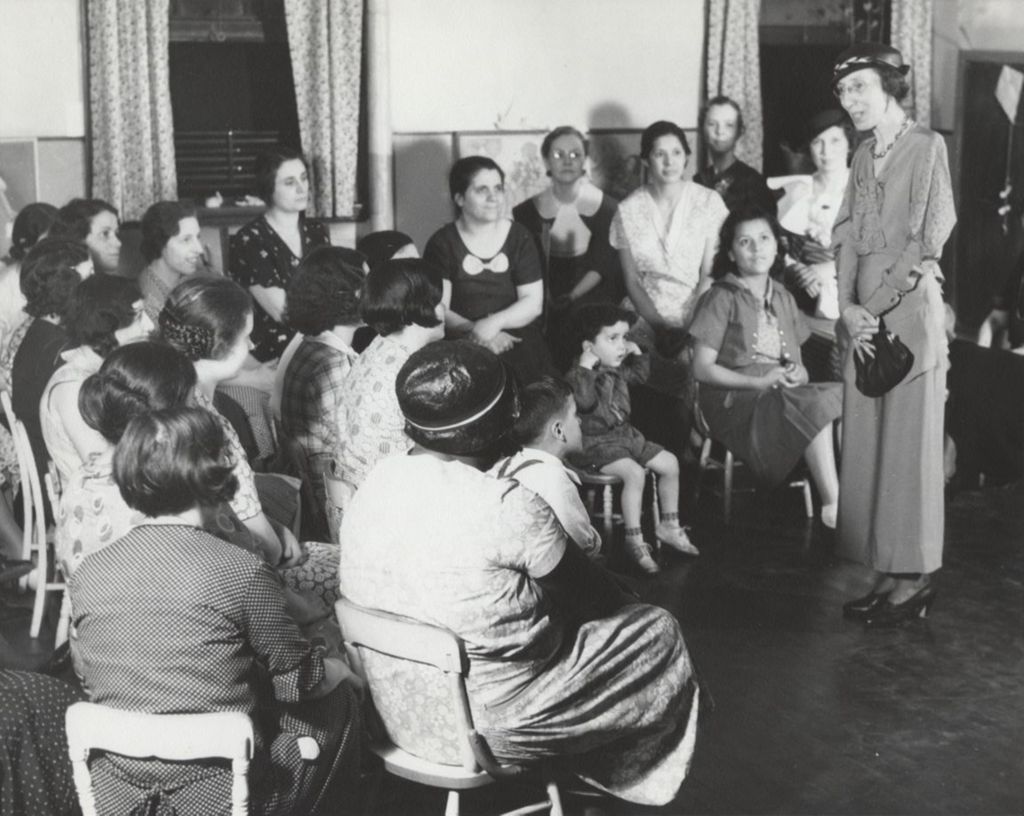Miniature of Edna Dean Baker addresses mothers and children at Hull-House nursery