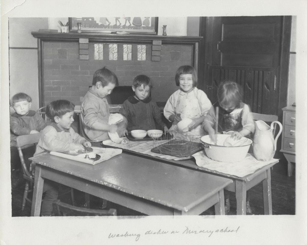 Miniature of Children washing dishes in nursery school