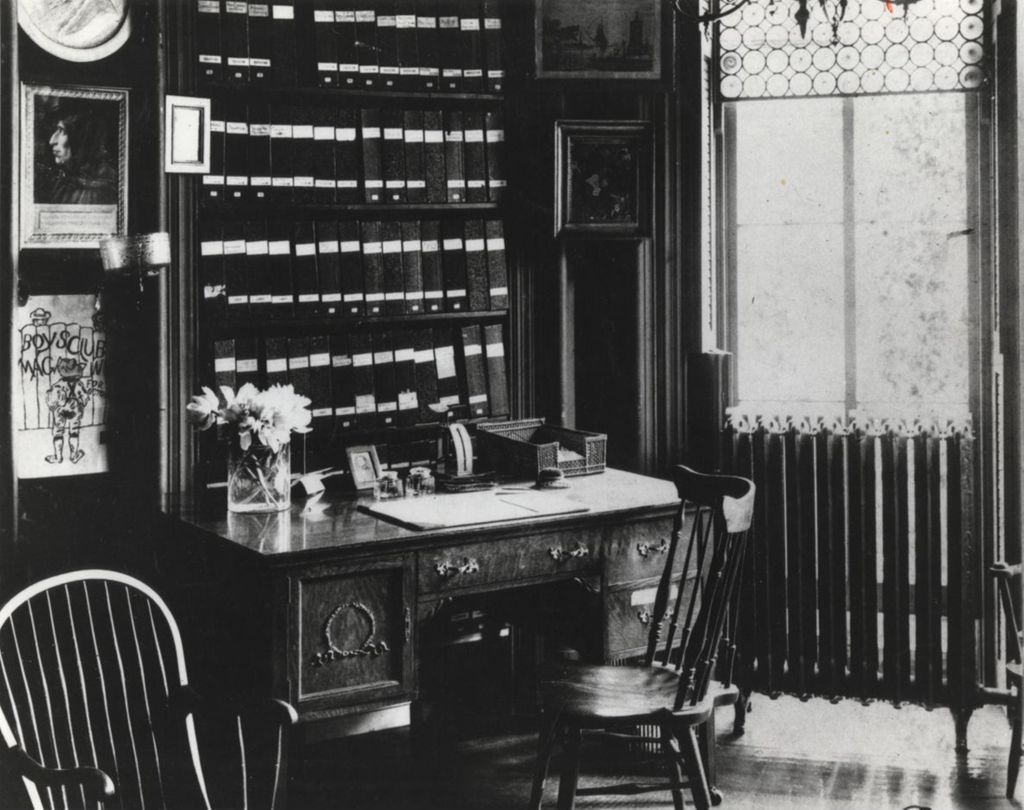 Miniature of Octagon Room in Hull Mansion with desk and binders