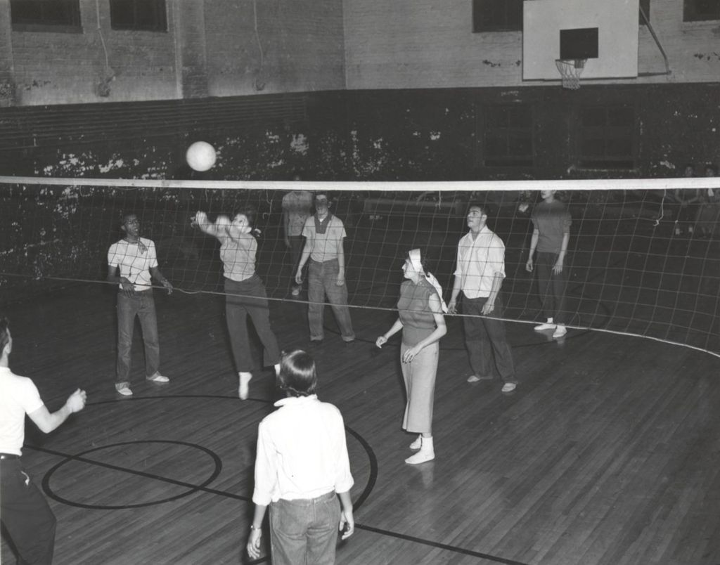 Miniature of A co-ed volleyball game in Hull-House gymnasium