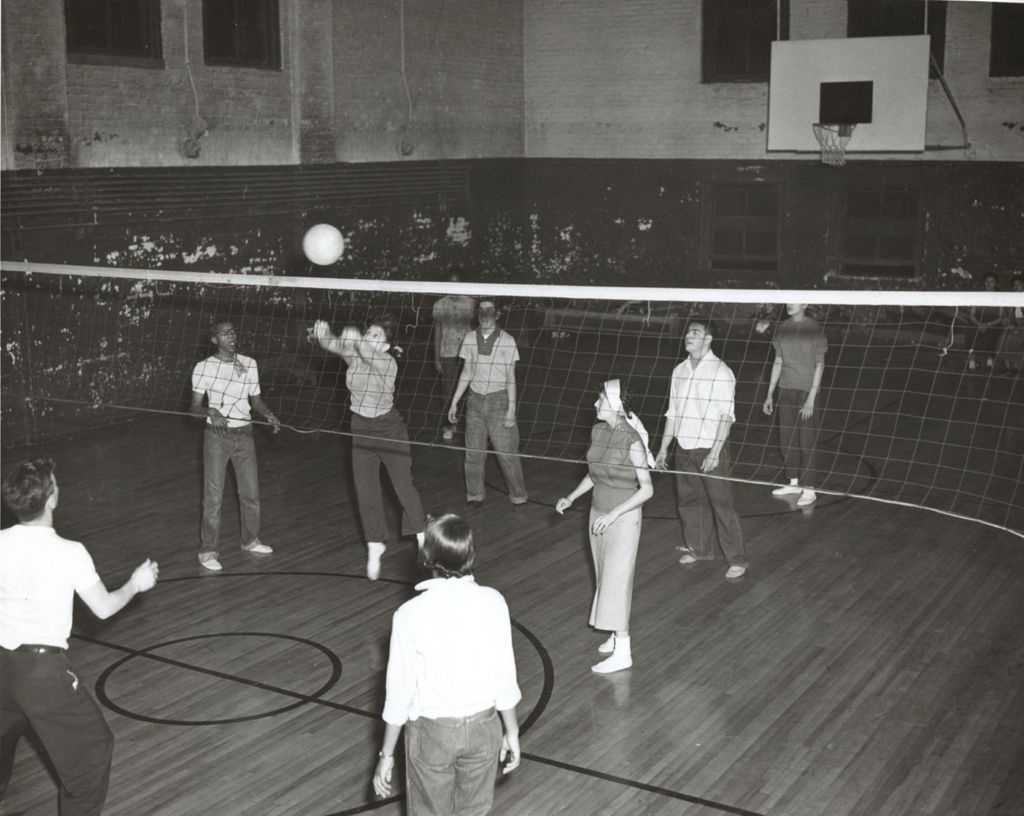 Miniature of A co-ed volleyball game in Hull-House gymnasium