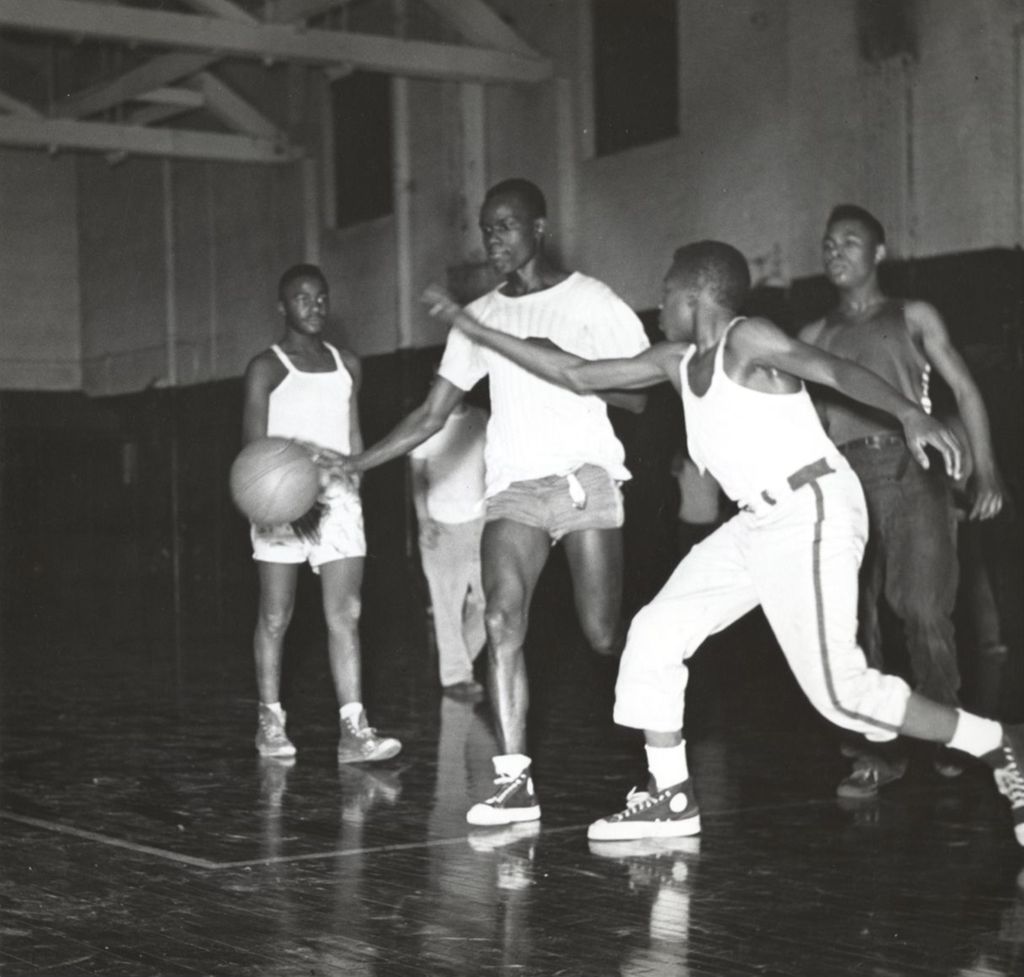 Miniature of Men playing basketball