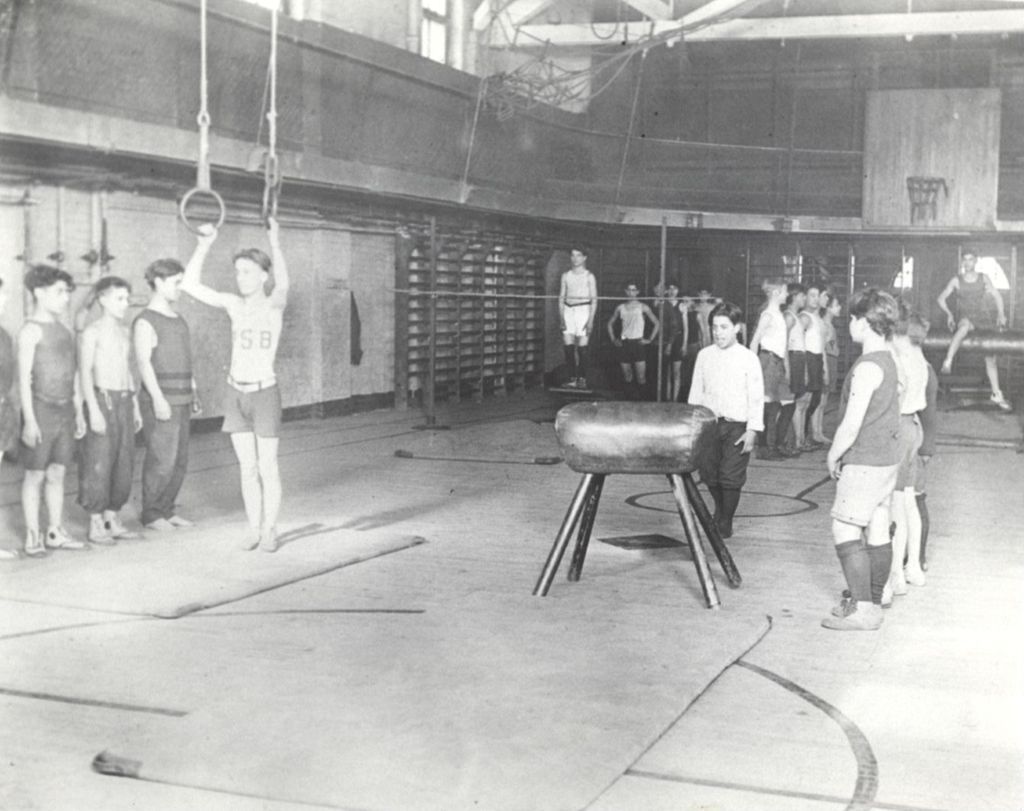 Miniature of Boys' gymnastics class in Hull-House gymnasium