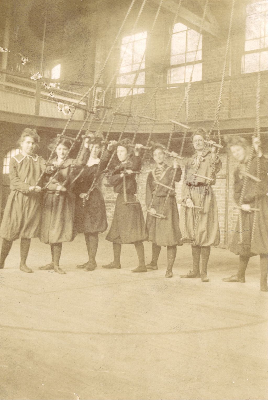 Miniature of Women holding climbing ropes in Hull-House gymnasium