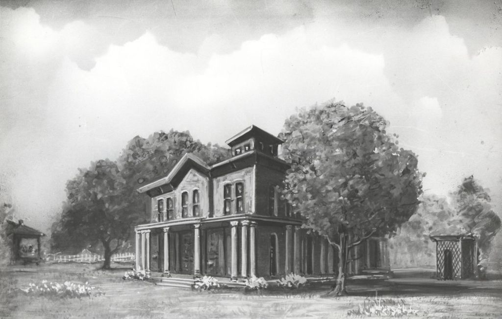 Miniature of Drawing of original Hull Mansion