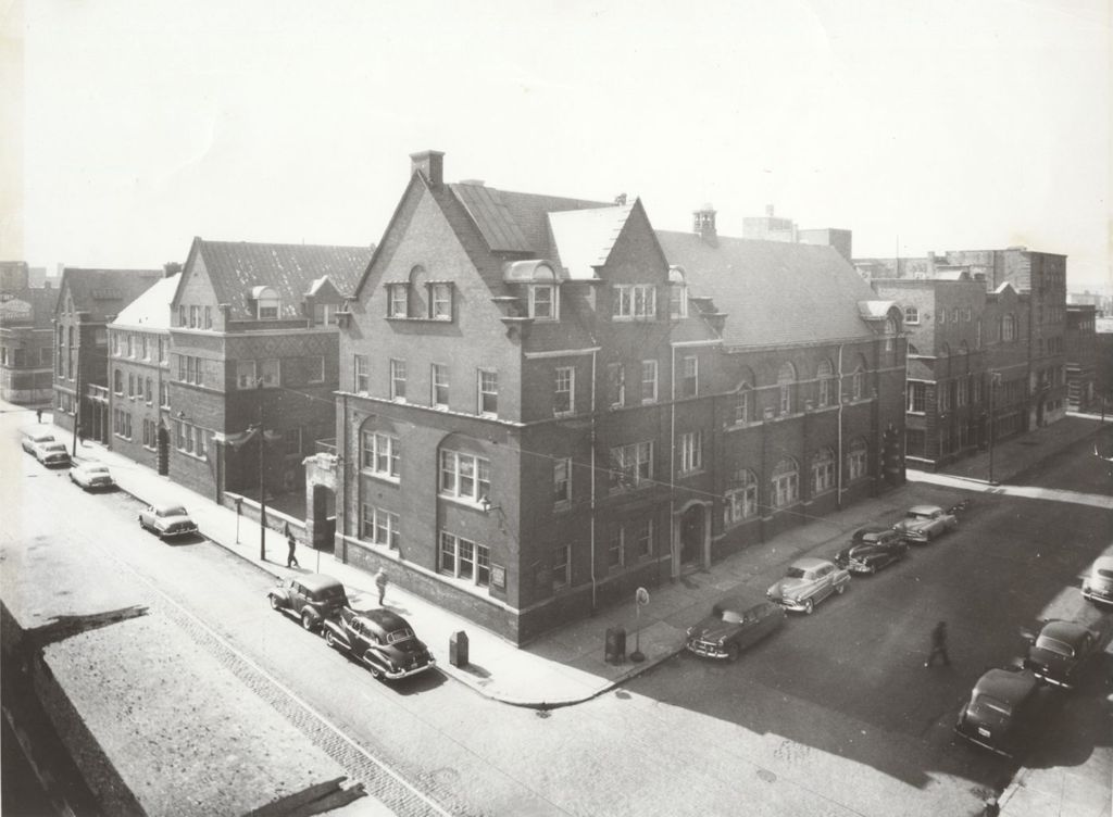 Miniature of Hull-House complex with full Halsted St. and Polk St. facades