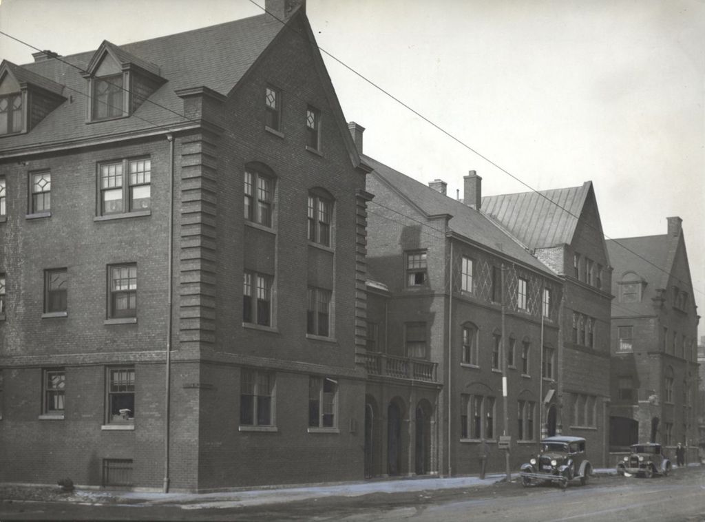 Miniature of Hull-House complex looking north on Halsted at Gilpin Pl