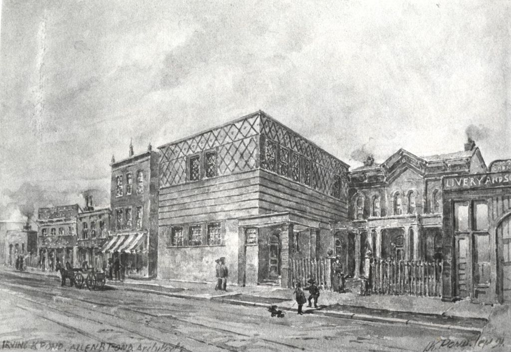 Sketch of Hull-House mansion and Butler Building