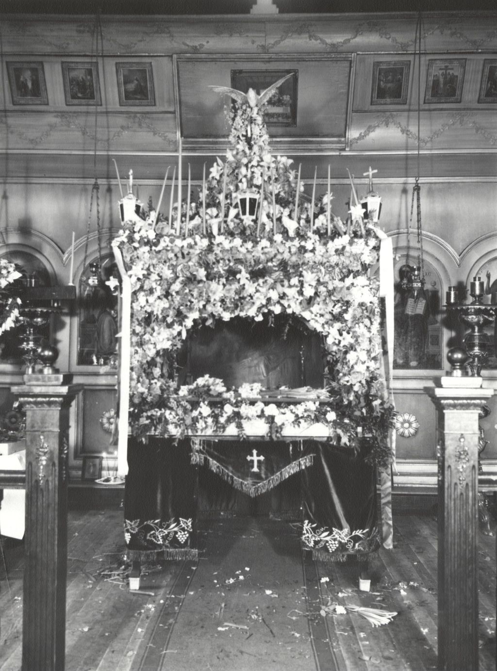 Miniature of Decorated structure for carrying icon (Epitaphios) at a Greek Orthodox Church for Easter services