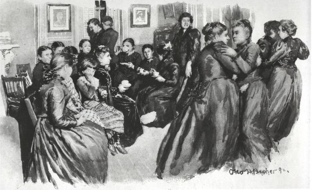 Miniature of Otto H. Bacher drawing "German Night at Hull-House" (1892)