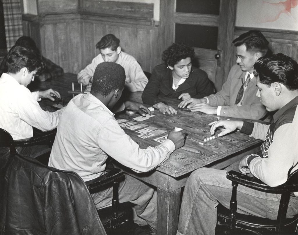 Miniature of Young men playing table games