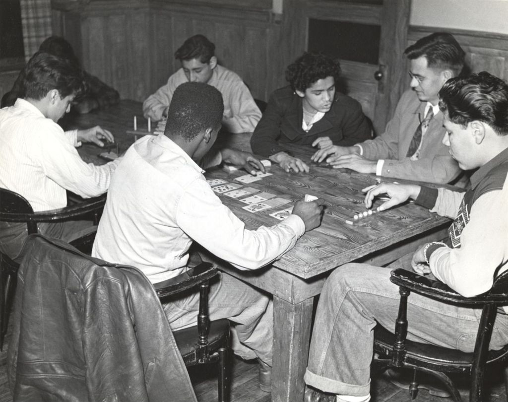 Miniature of Young men playing table games