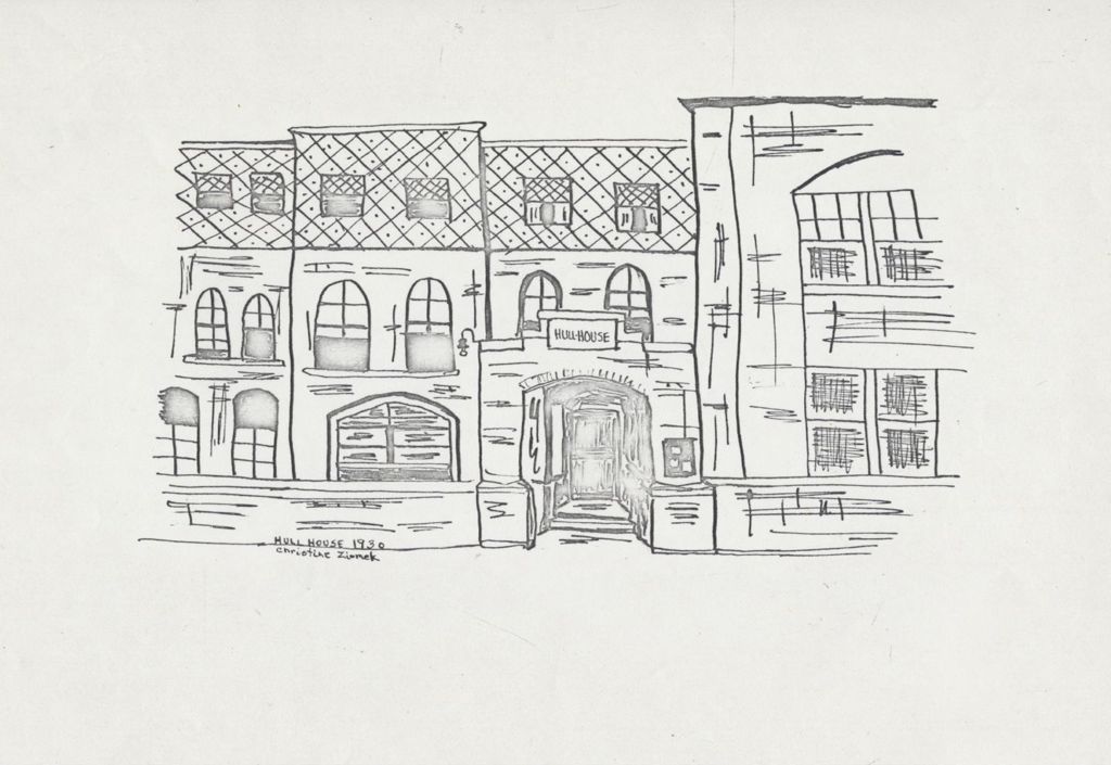 Miniature of Sketch of Hull-House buildings as they appeared in 1930