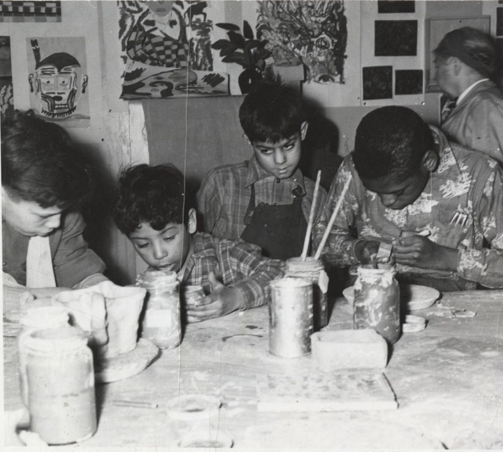 Miniature of Boys in ceramics class