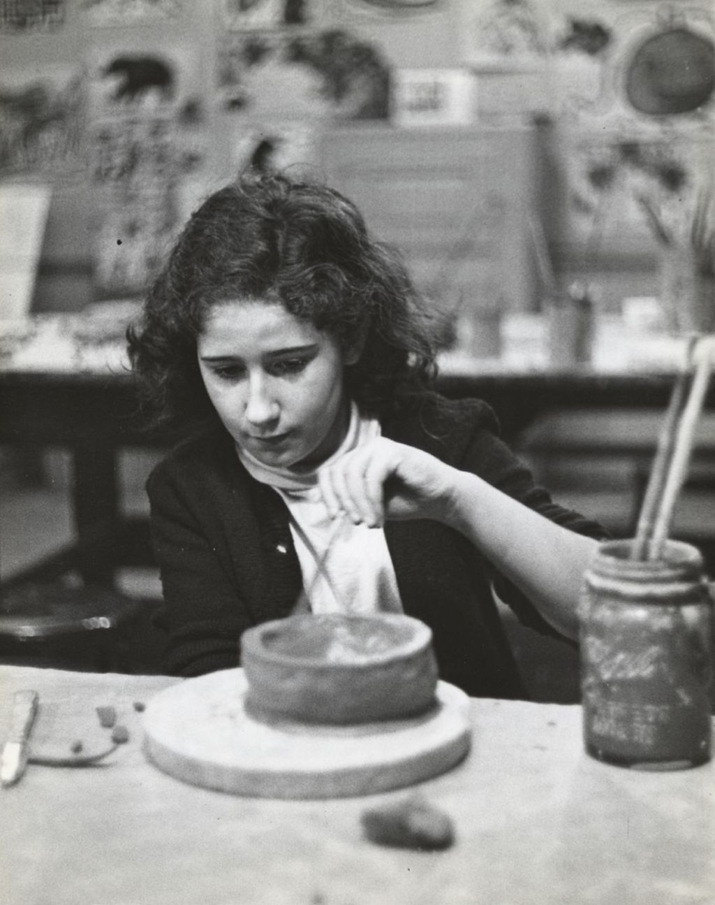 Girl in ceramics class
