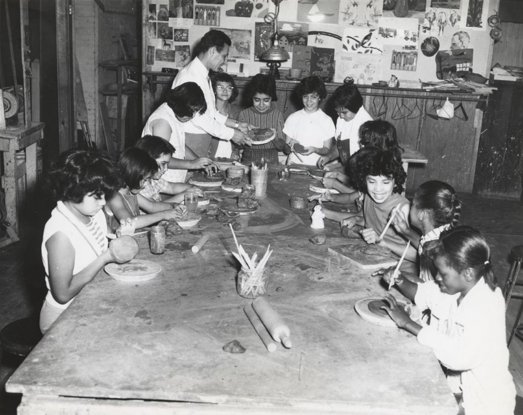 Miniature of Group of children in ceramics class