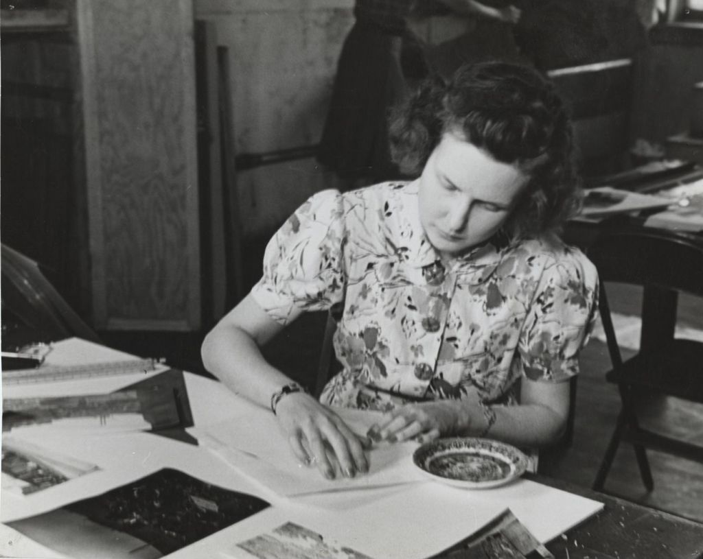 Woman working with paper