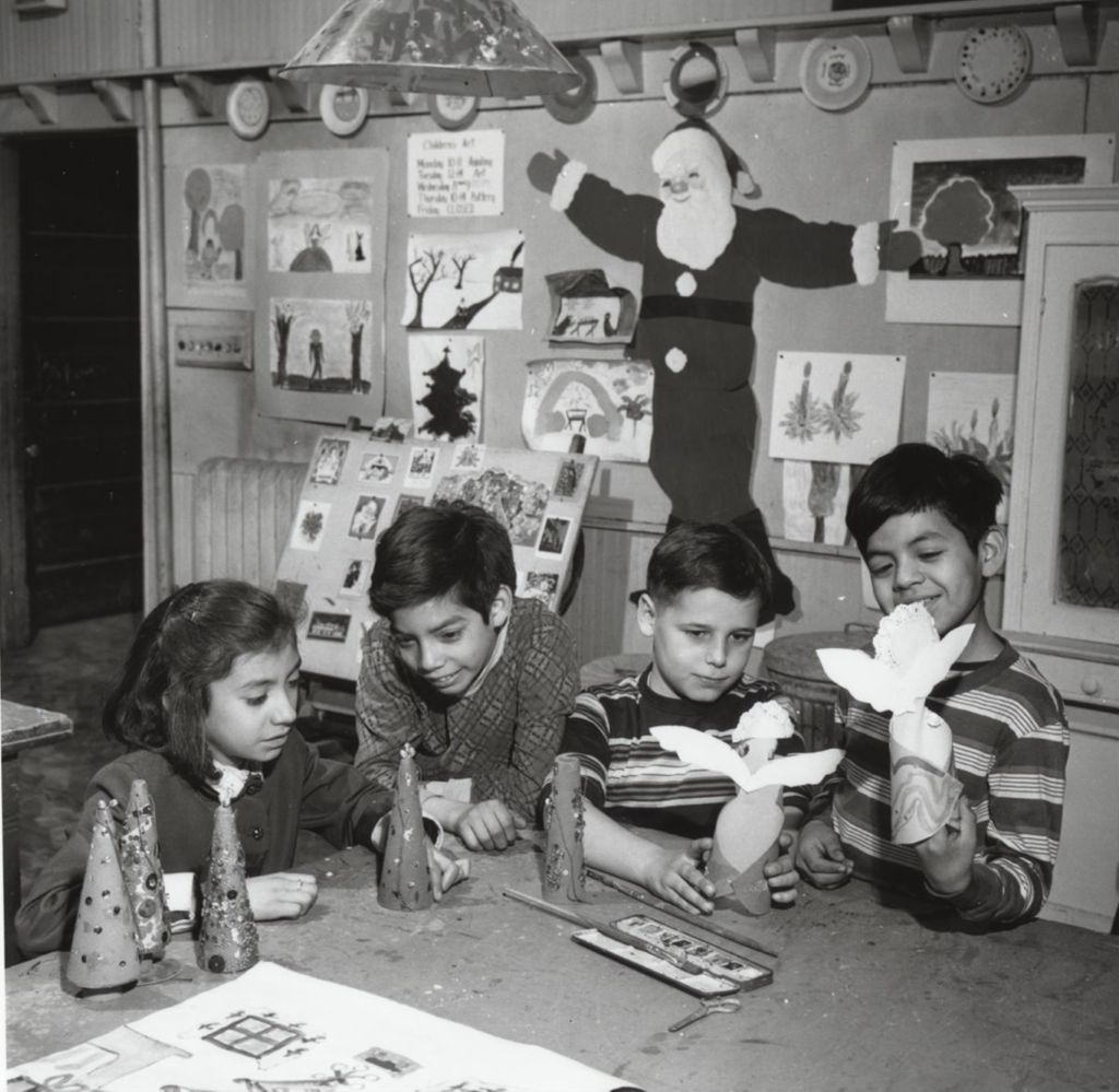 Miniature of Children working on Christmas arts and crafts