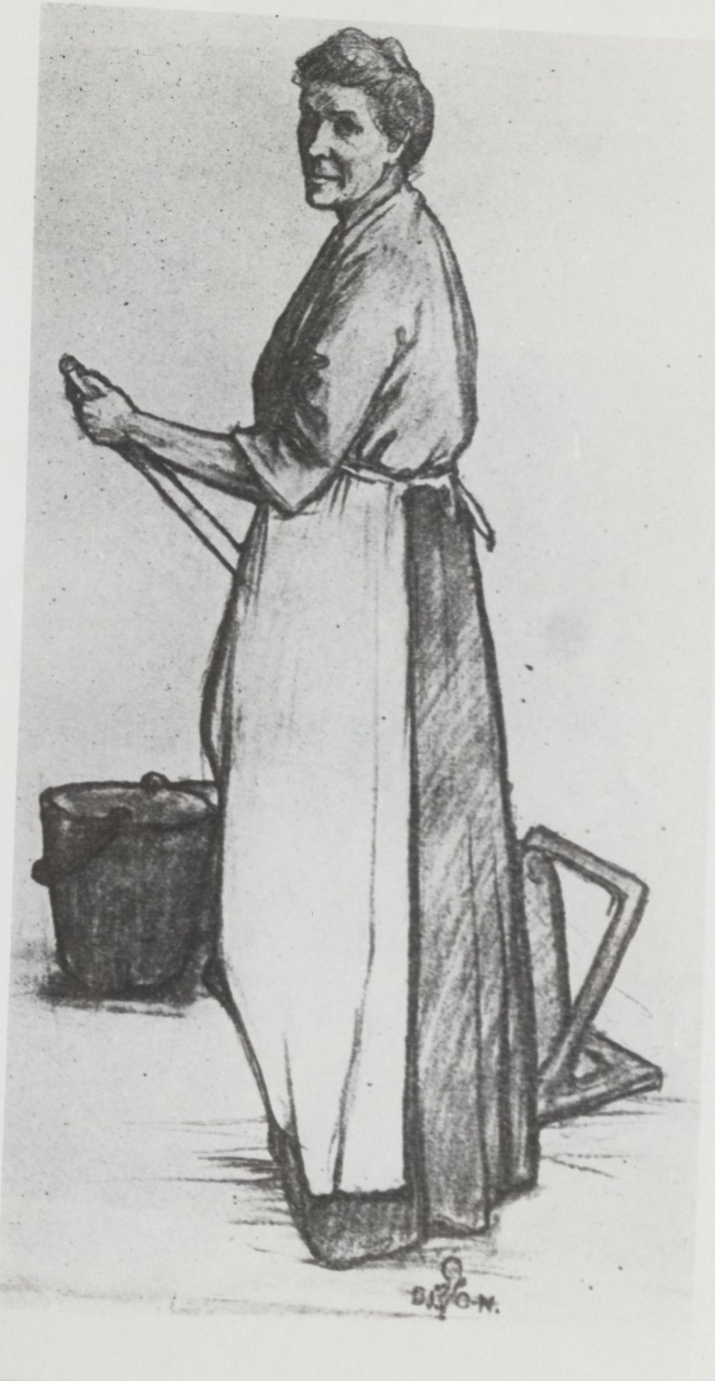 Miniature of "Mrs. Sweeney, the scrub woman" drawing