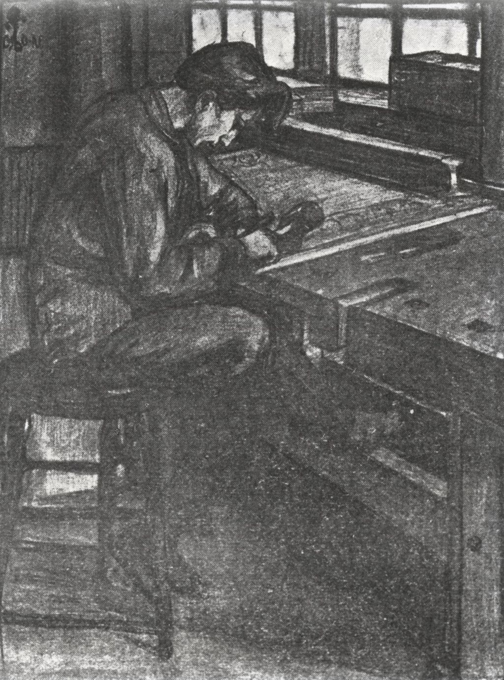 Miniature of "A pupil at the Hull-House Labor Museum" drawing