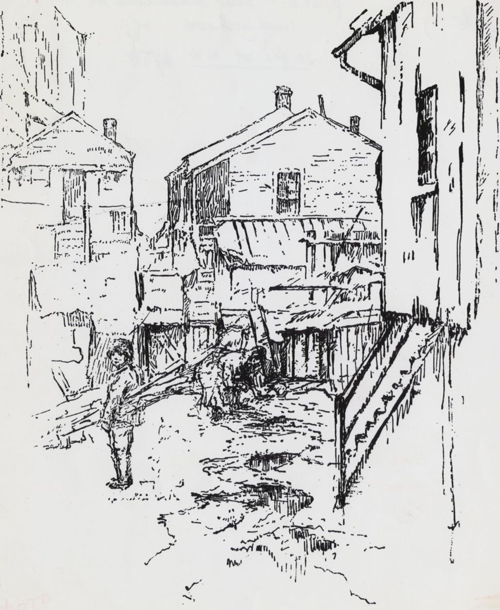 Miniature of Norah Hamilton sketch of tenements