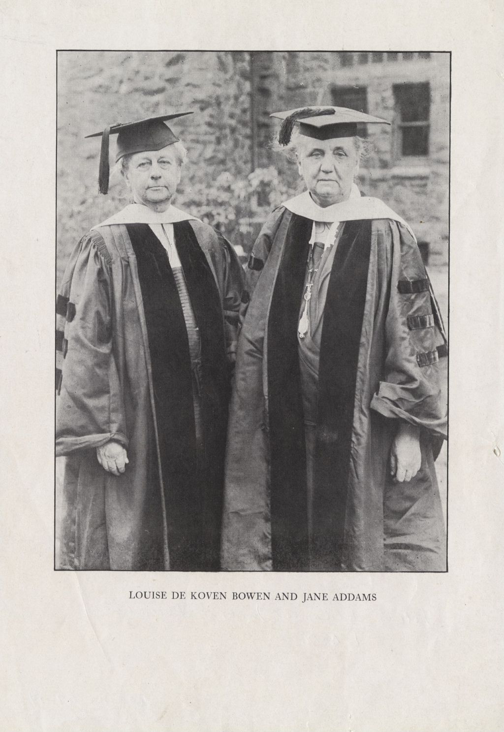 Miniature of Louise De Koven Bowen and Jane Addams receiving Honorary Degrees