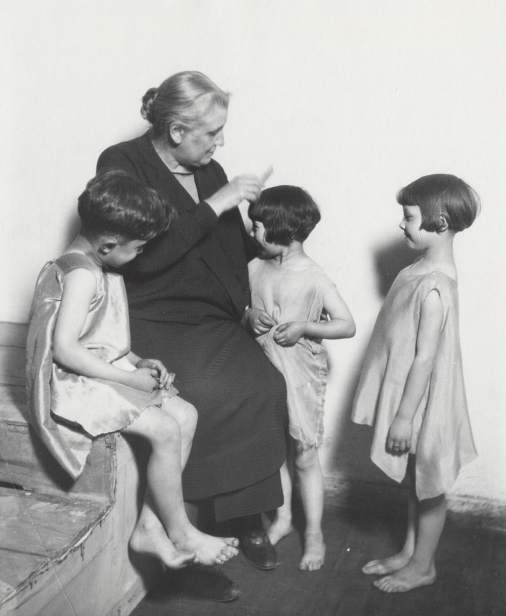 Miniature of Jane Addams with Theater Children