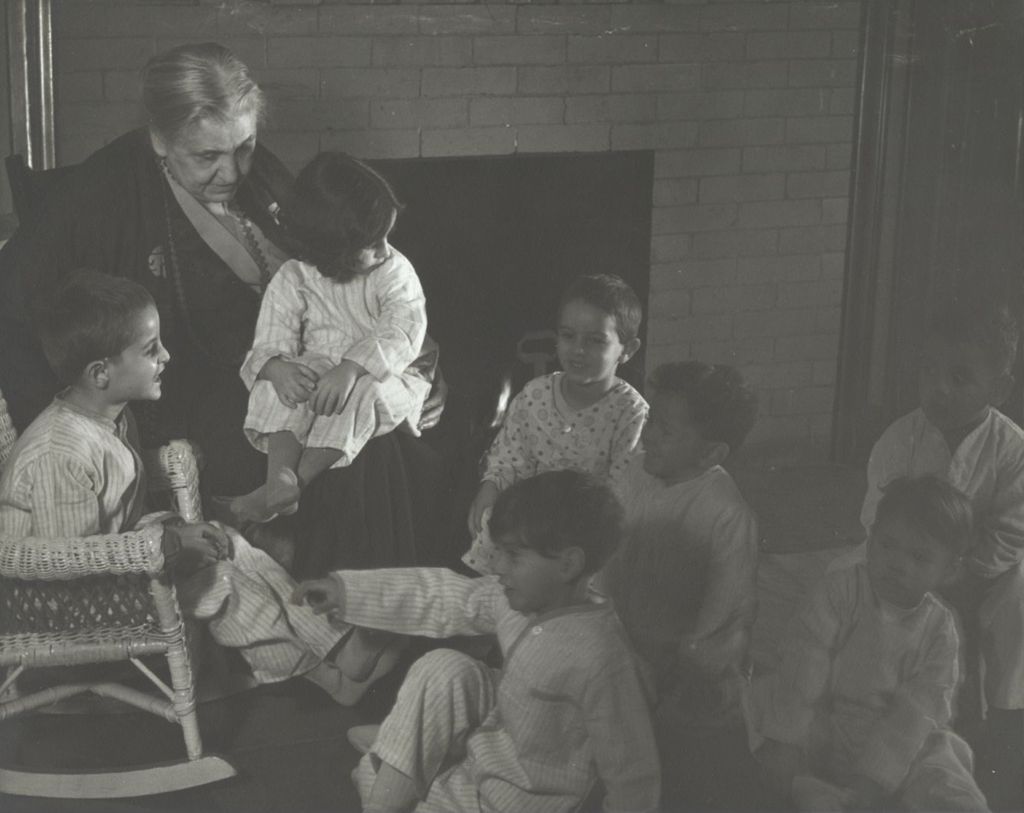 Jane Addams in the Mary Crane Nursery at Bedtime