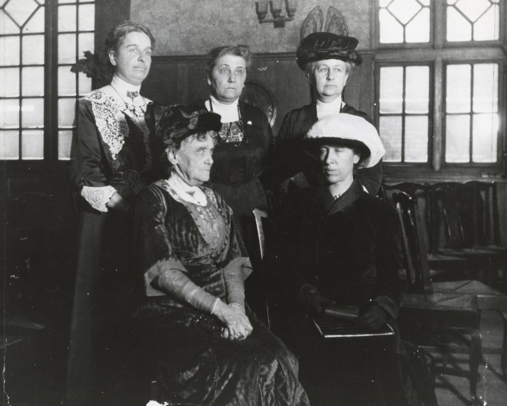 Miniature of Jane Addams, Margaret Dreier Robins, Louise de Koven Bowen, Mary Wilmarth, and Edith Wyatt