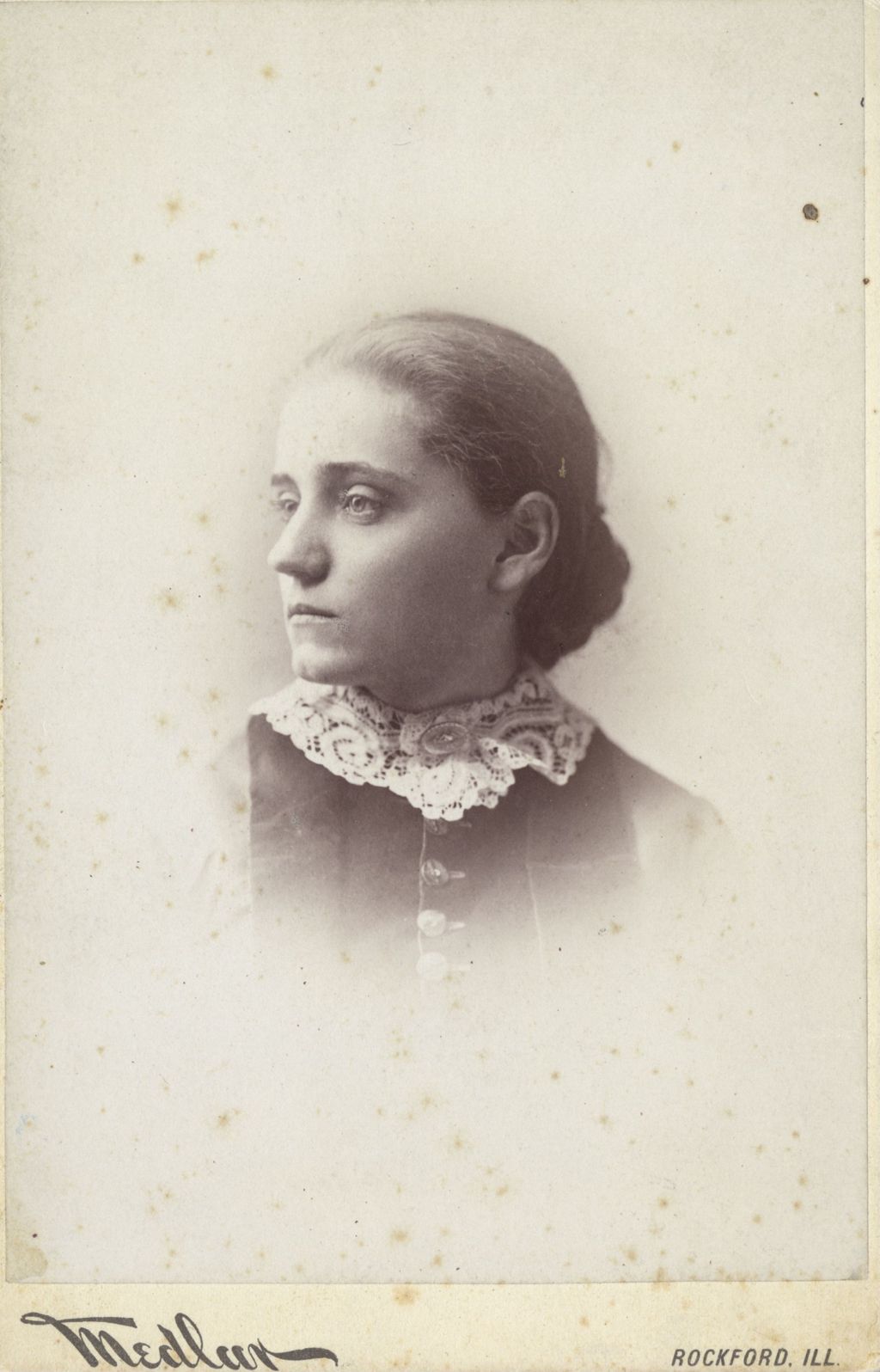 Portrait of Jane Addams, at age 18, while an undergraduate at Rockford Female Seminary