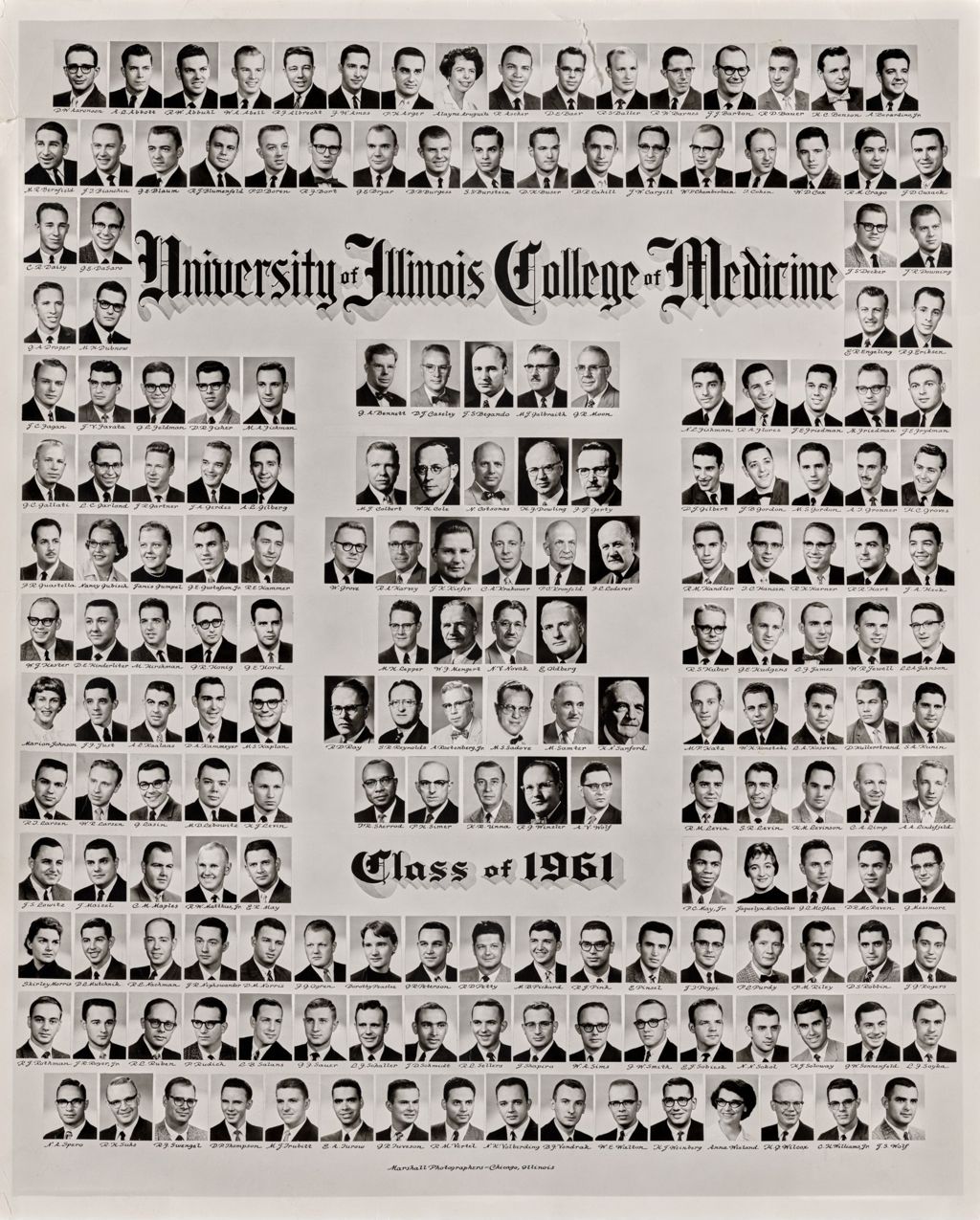 Miniature of 1961 graduating class, University of Illinois College of Medicine