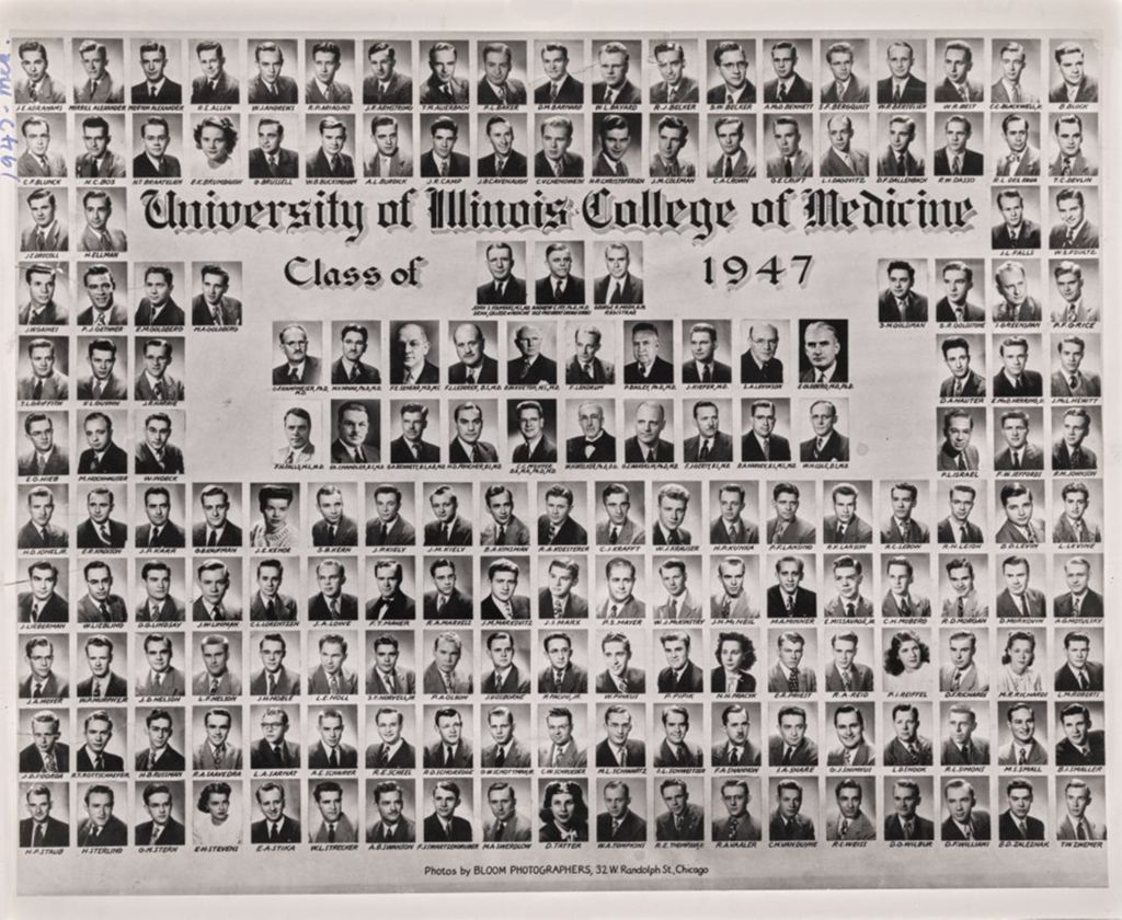 Miniature of 1947 graduating class, University of Illinois College of Medicine