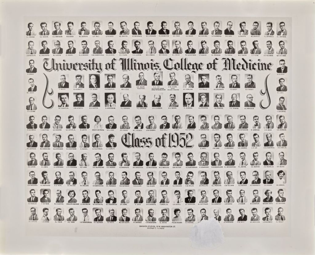 Miniature of 1952 graduating class, University of Illinois College of Medicine
