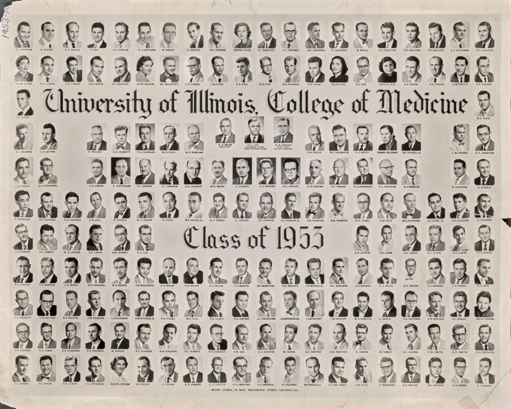 Miniature of 1953 graduating class, University of Illinois College of Medicine