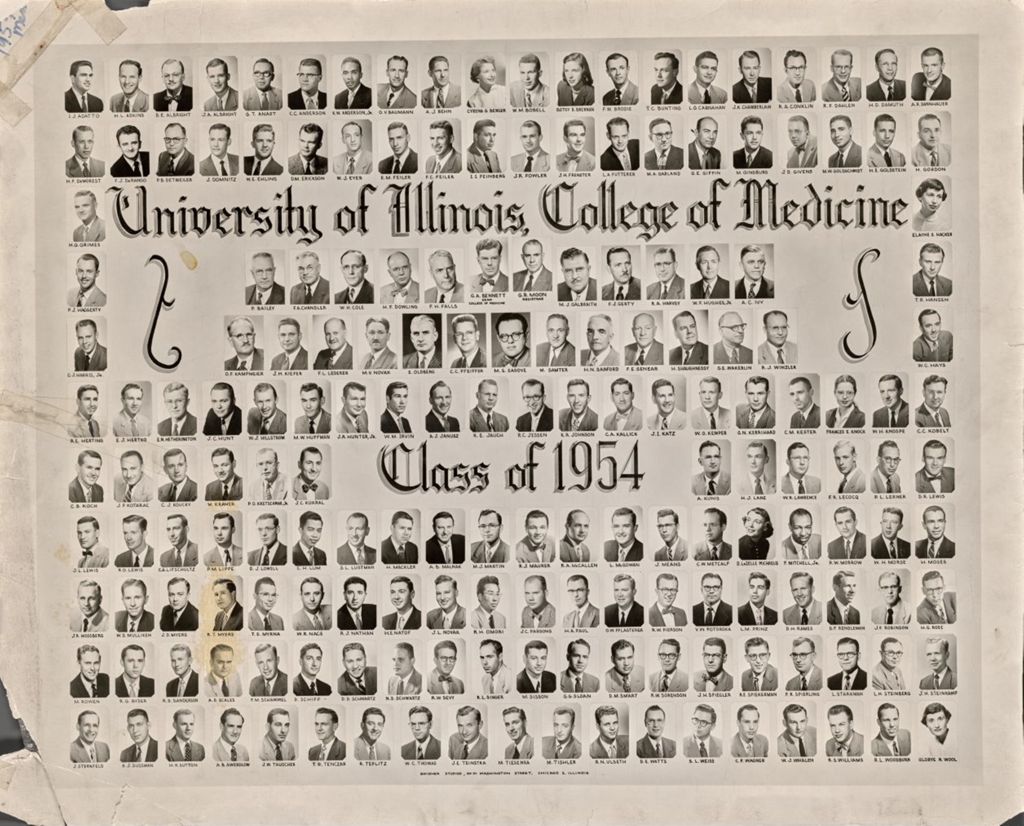 Miniature of 1954 graduating class, University of Illinois College of Medicine
