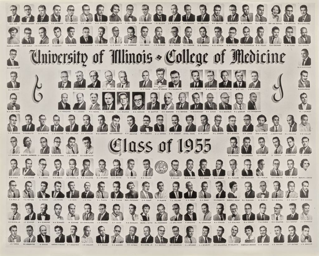 Miniature of 1955 graduating class, University of Illinois College of Medicine